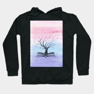 Mystical Tree Growing from an Opened Book Hoodie